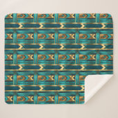 Art Deco Geometric Arrows, Gold and Turquoise Sherpadecke (Vorderseite (Horizontal))