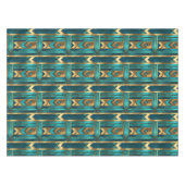 Art Deco Geometric Arrows, Gold and Turquoise Tischdecke (Vorderseite (Horizontal))