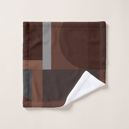 Art Deco Geometric Art - Brauntöne und Grau Badhandtuch Set (Waschlappen)