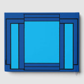 Art Deco Geometric Blue Black Gästebuch (Rückseite)