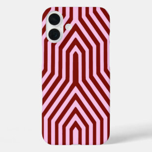 Art Deco Geometric - bordeauxrot und rosa iPhone 16 Plus Hülle