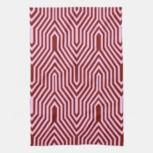 Art Deco Geometric - bordeauxrot und rosa Handtuch
