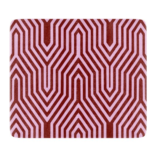 Art Deco Geometric - bordeauxrot und rosa Schneidebrett (Vorderseite)