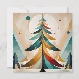 Art Deco Geometric Christmas Feathered Branches Feiertagskarte