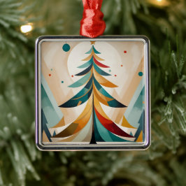 Art Deco Geometric Christmas Feathered Branches Ornament Aus Metall