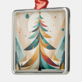 Art Deco Geometric Christmas Feathered Branches Ornament Aus Metall (Links)