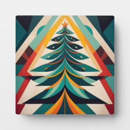 Art Deco Geometric Christmas Green Branches Fotoplatte