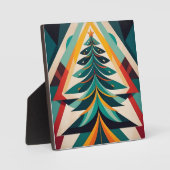 Art Deco Geometric Christmas Green Branches Fotoplatte (Vorderseite)