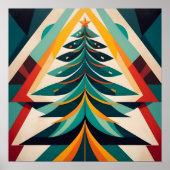 Art Deco Geometric Christmas Green Branches Poster (Vorne)