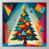 Art Deco Geometric Christmas Tree Multiple Triangl Poster (Vorne)