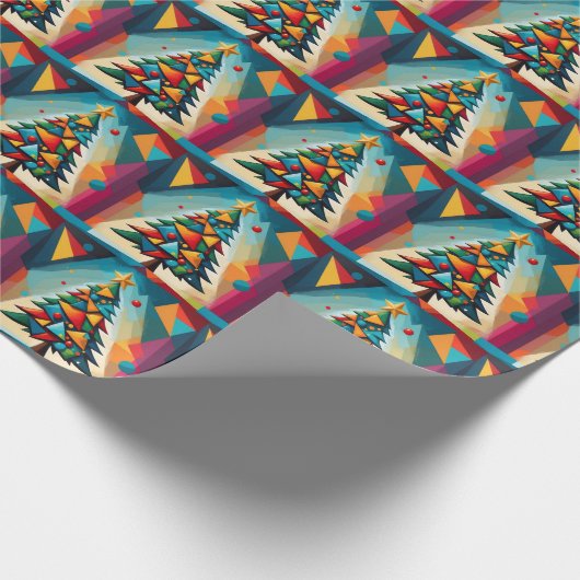 Art Deco Geometric Christmas Tree Triangle Heaven Geschenkpapier (Ecke)