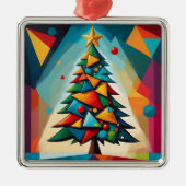 Art Deco Geometric Christmas Tree Triangle Heaven Ornament Aus Metall (Vorne)