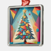 Art Deco Geometric Christmas Tree Triangle Heaven Ornament Aus Metall (Links)