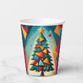 Art Deco Geometric Christmas Tree Triangle Heaven Pappbecher (Rückseite)