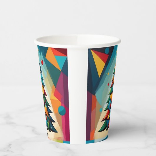 Art Deco Geometric Christmas Tree Triangle Heaven Pappbecher (Links)