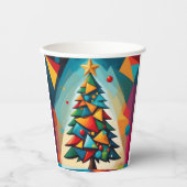 Art Deco Geometric Christmas Tree Triangle Heaven Pappbecher (Vorderseite)