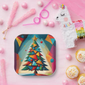 Art Deco Geometric Christmas Tree Triangle Heaven Pappteller (Party)