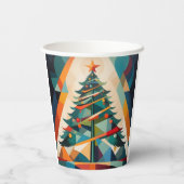 Art Deco Geometric Christmas Tree Triangle Pappbecher (Rückseite)
