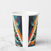 Art Deco Geometric Christmas Tree Triangle Pappbecher (Links)