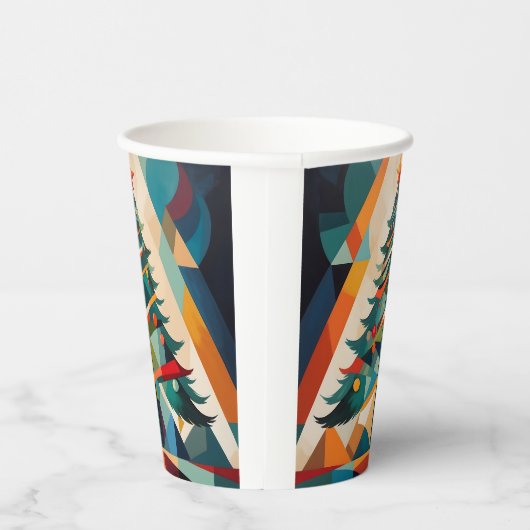 Art Deco Geometric Christmas Tree Triangle Pappbecher (Rechts)