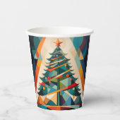Art Deco Geometric Christmas Tree Triangle Pappbecher (Vorderseite)