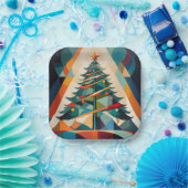 Art Deco Geometric Christmas Tree Triangle Pappteller (Party)