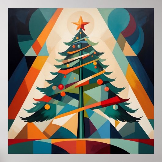 Art Deco Geometric Christmas Tree Triangle Poster (Vorne)