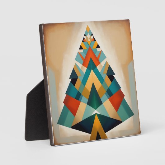 Art Deco Geometric Christmas Triangle Branches Fotoplatte (Vorderseite)