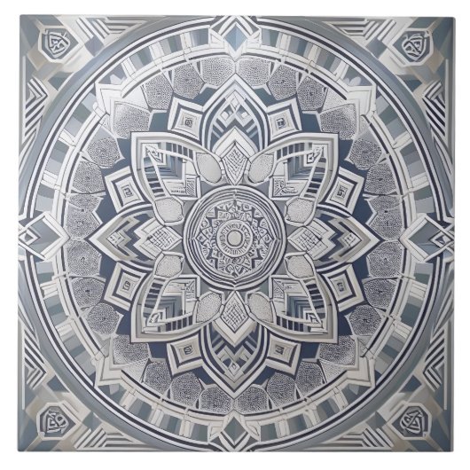 Art Deco Geometric Circle Lines Alle Schattierunge Fliese (Vorderseite)