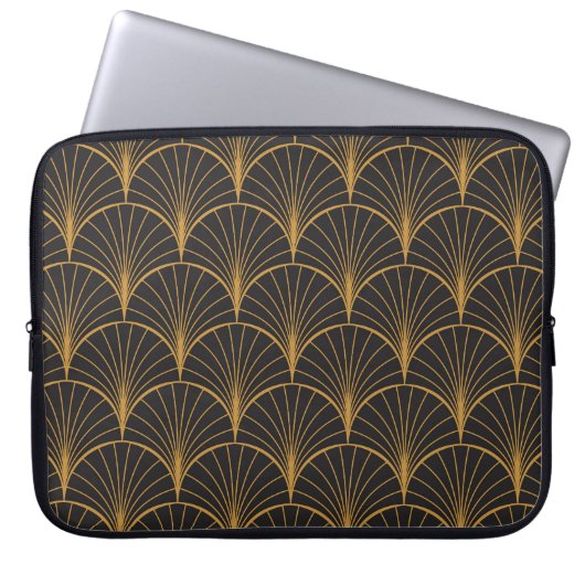 Art Deco Geometric Circles-Muster Laptopschutzhülle (Vorderseite)