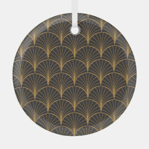 Art Deco Geometric Circles-Muster Ornament Aus Glas