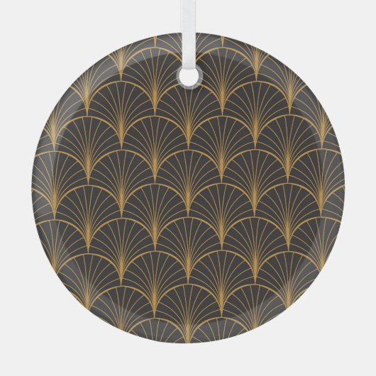 Art Deco Geometric Circles-Muster Ornament Aus Glas (Vorderseite)