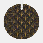 Art Deco Geometric Circles-Muster Ornament Aus Glas (Rückseite)