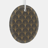 Art Deco Geometric Circles-Muster Ornament Aus Glas (Vorderseite Rechts)