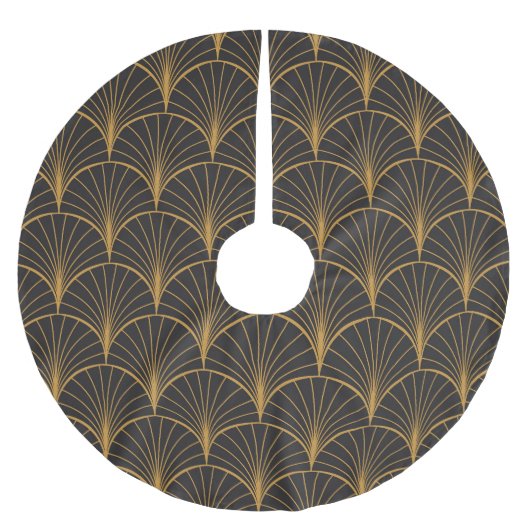 Art Deco Geometric Circles-Muster Polyester Weihnachtsbaumdecke (Vorderseite)