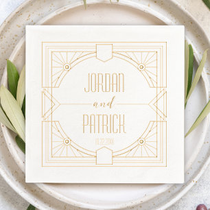 Art Deco Geometric Couple's Name CustomizedWedding Servietten Mit Folie