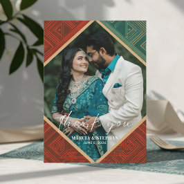 Art Deco Geometric Diamond Frame Thank You Card Dankeskarte