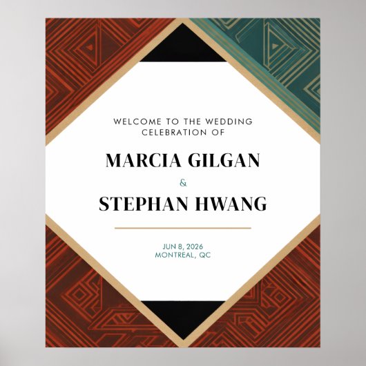 Art Deco Geometric Diamond Frame Welcome Sign Poster (Vorne)