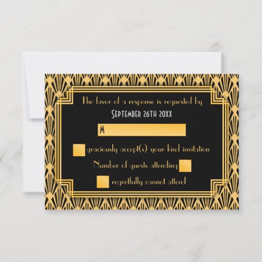 Art Deco Geometric Diamond Muster Wedding RSVP Karte (Vorderseite)