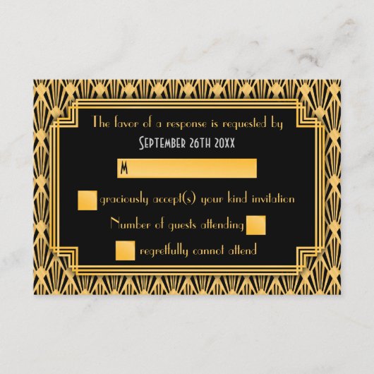 Art Deco Geometric Diamond Muster Wedding RSVP Karte (Vorderseite)