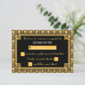 Art Deco Geometric Diamond Muster Wedding RSVP Karte (Stehend Vorderseite)