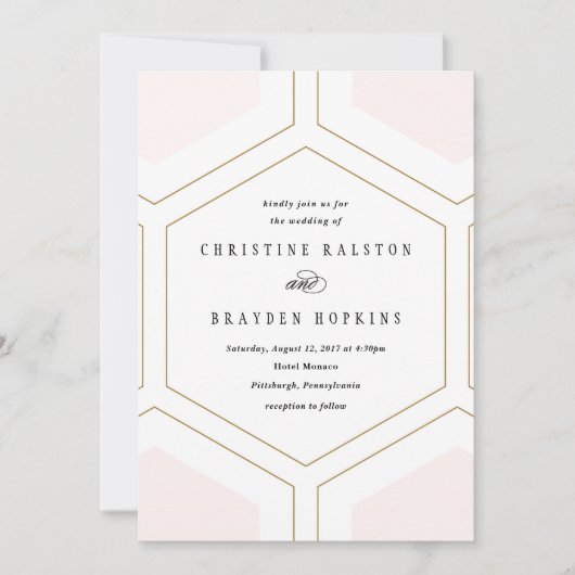 Art Deco Geometric Diamond Wedding Einladung (Vorderseite)
