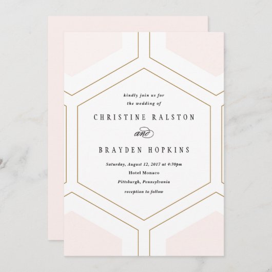 Art Deco Geometric Diamond Wedding Einladung (Vorne/Hinten)