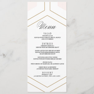 Art Deco Geometric Diamond Wedding Menu Card Menükarte