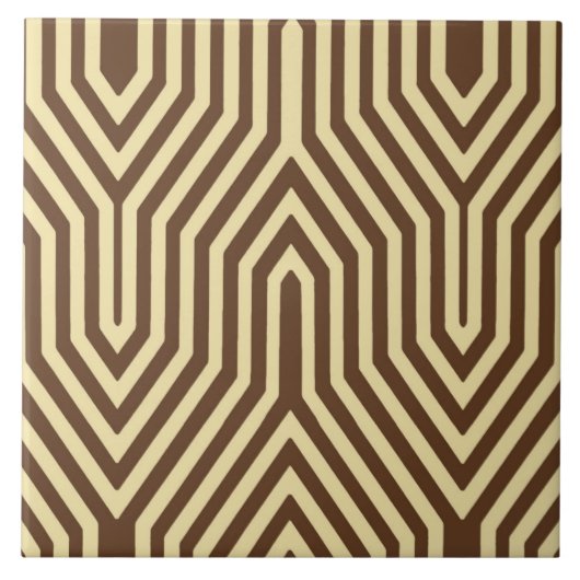 Art Deco Geometric - dunkelbraun und braun Fliese (Vorderseite)