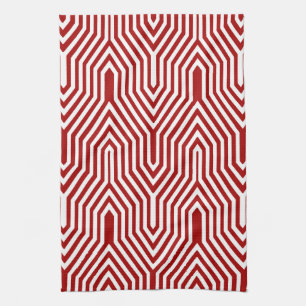 Art Deco Geometric - dunkelrot und weiß Küchentuch