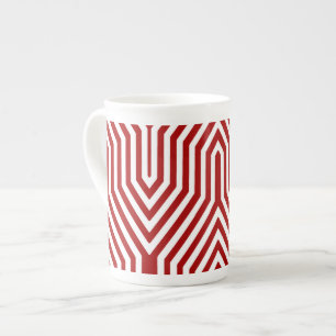 Art Deco Geometric - dunkelrot und weiß Porzellantasse