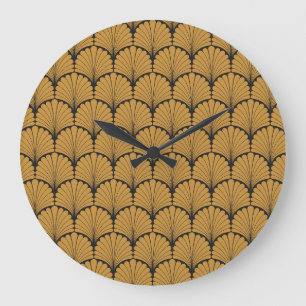 Art Deco Geometric Floral Textur Große Wanduhr