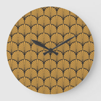 Art Deco Geometric Floral Textur Große Wanduhr