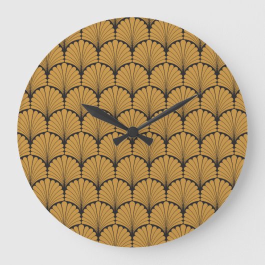 Art Deco Geometric Floral Textur Große Wanduhr (Vorderseite)
